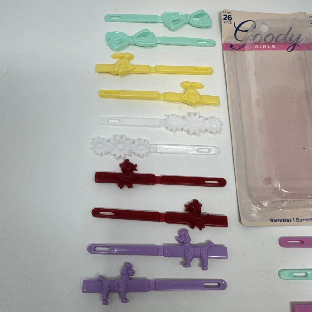 51 Goody Kids Girls Plastic Hair Barrettes Stay Tight Slip Secure Pastel 1 Open